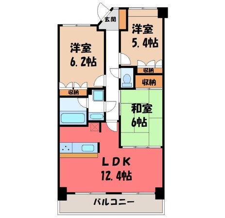 宇都宮駅 バス16分  不動前下車：停歩2分 4階の物件間取画像